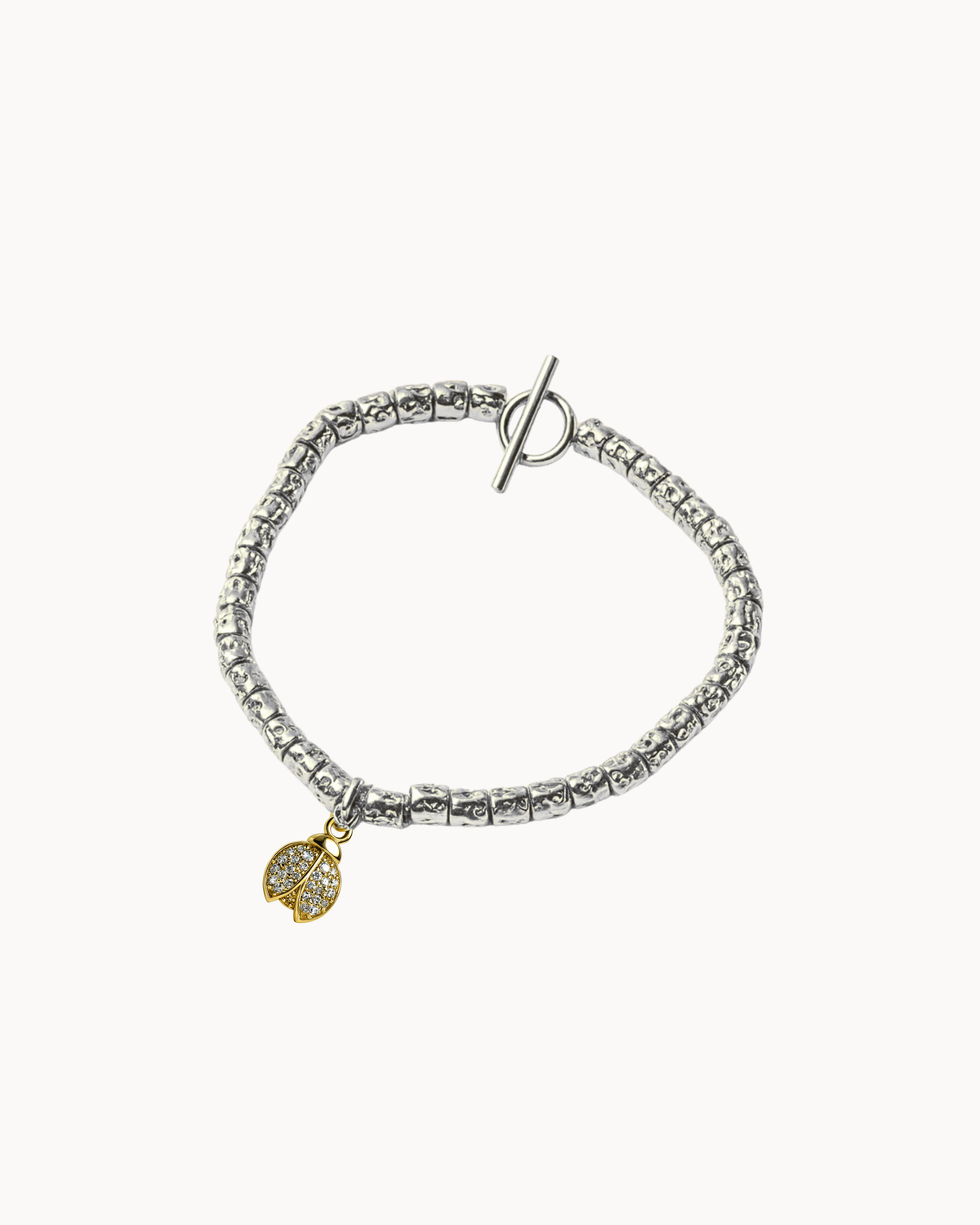 Bracciale con pepite e coccinella