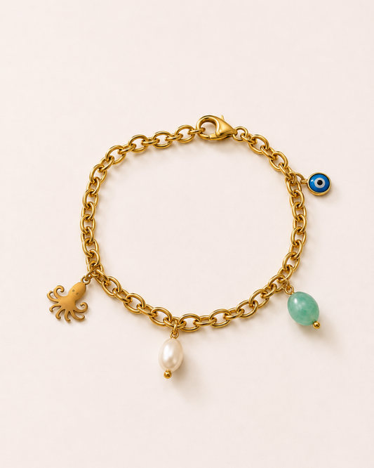 Bracciale polipetto e ciondoli