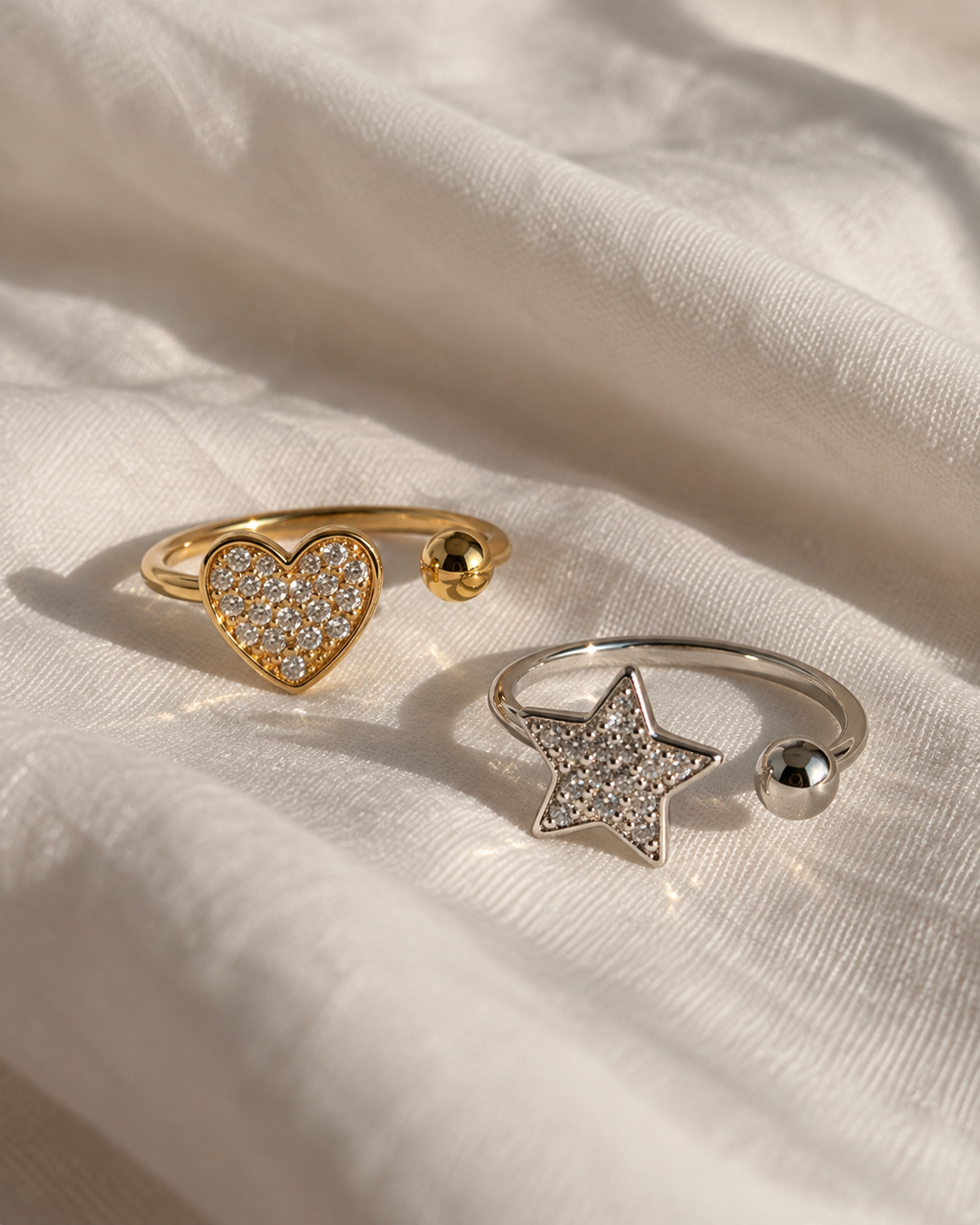 ANELLO CUORE O STELLA PAVÉ ZIRCONI