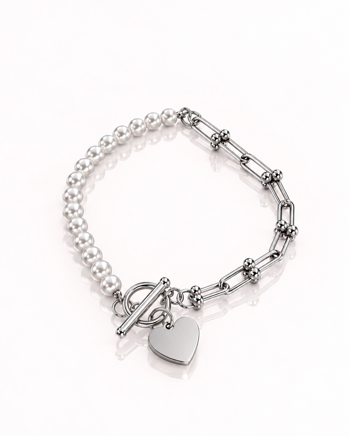 Bracciale Perle, Catena e Cuore