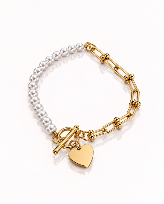 Bracciale Perle, Catena e Cuore