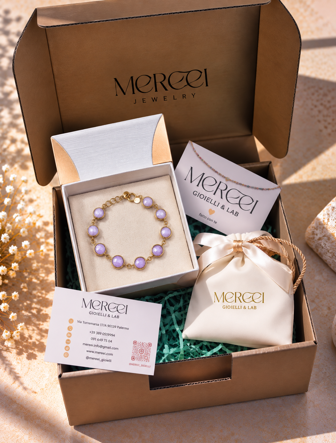 Bracciale cristalli lilla