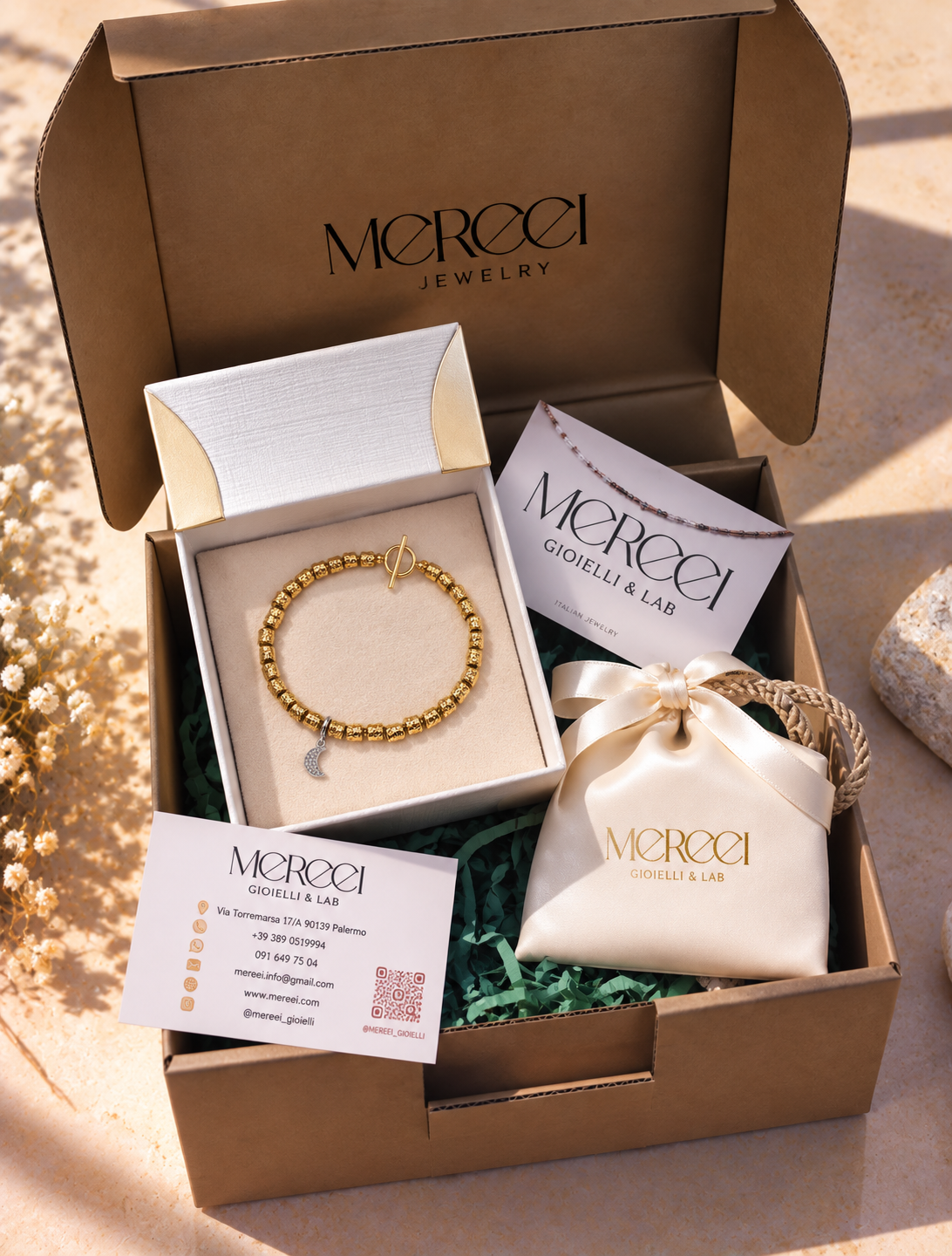 Bracciale con petite e mezzaluna