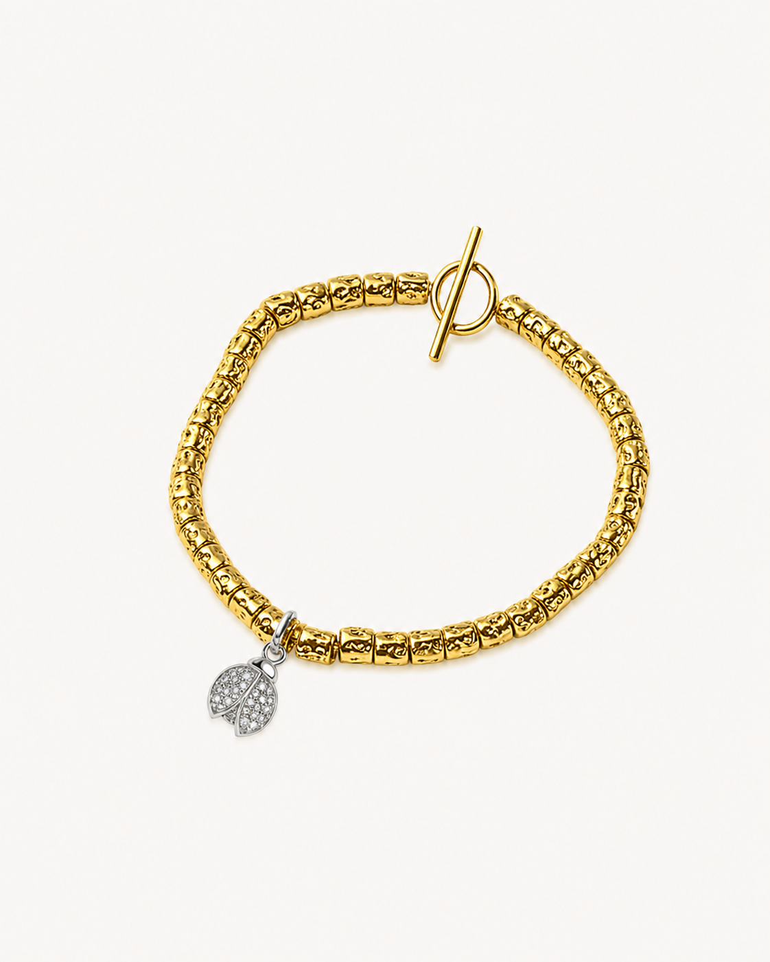 Bracciale con pepite e coccinella
