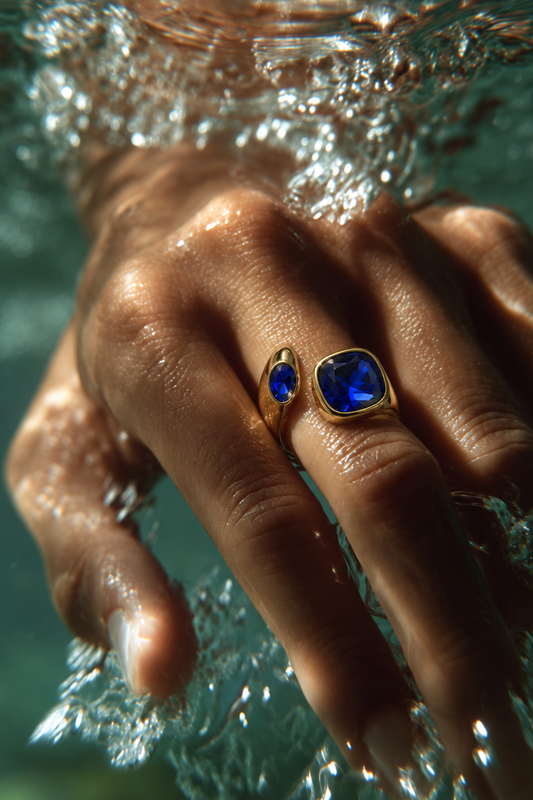Anello Contrarié Cristalli Blu