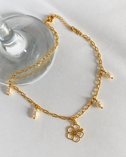 Collana Tahira con fiore e pietre