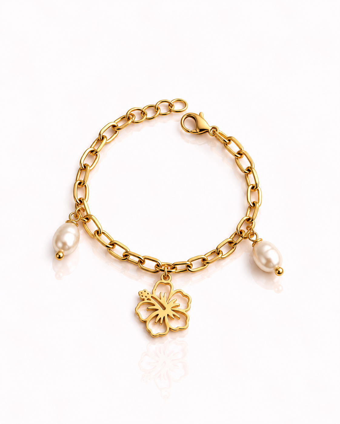 Bracciale con fiore centrale e pietre