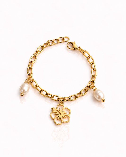 Bracciale con fiore centrale e pietre