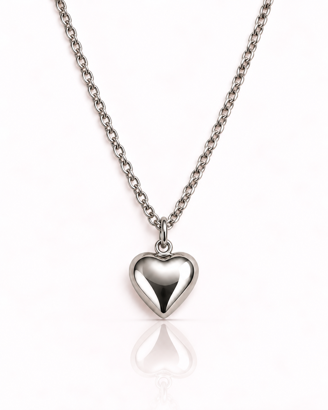 Collana con ciondolo cuore specchiato