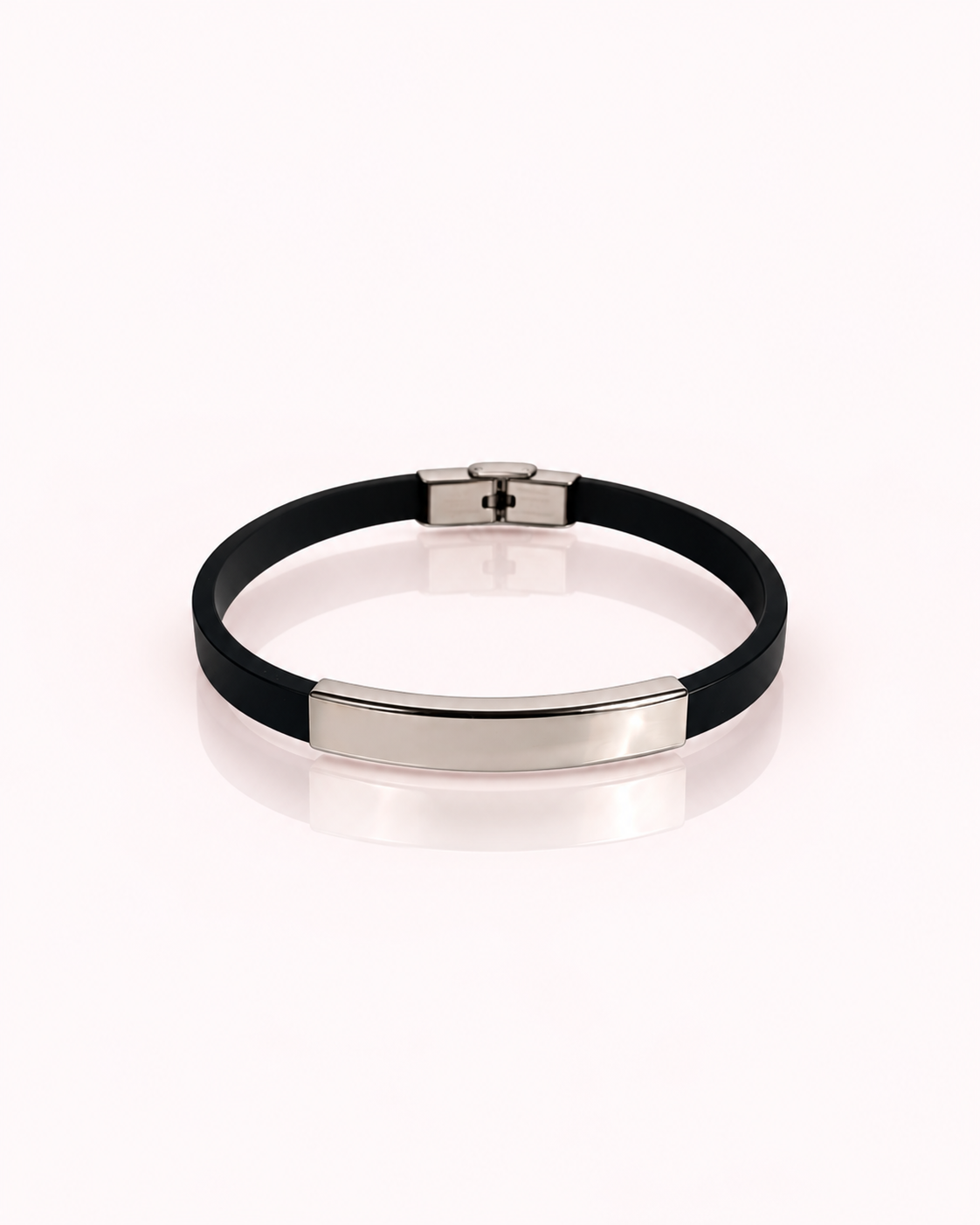 Bracciale caucciù  con piastrina lucida