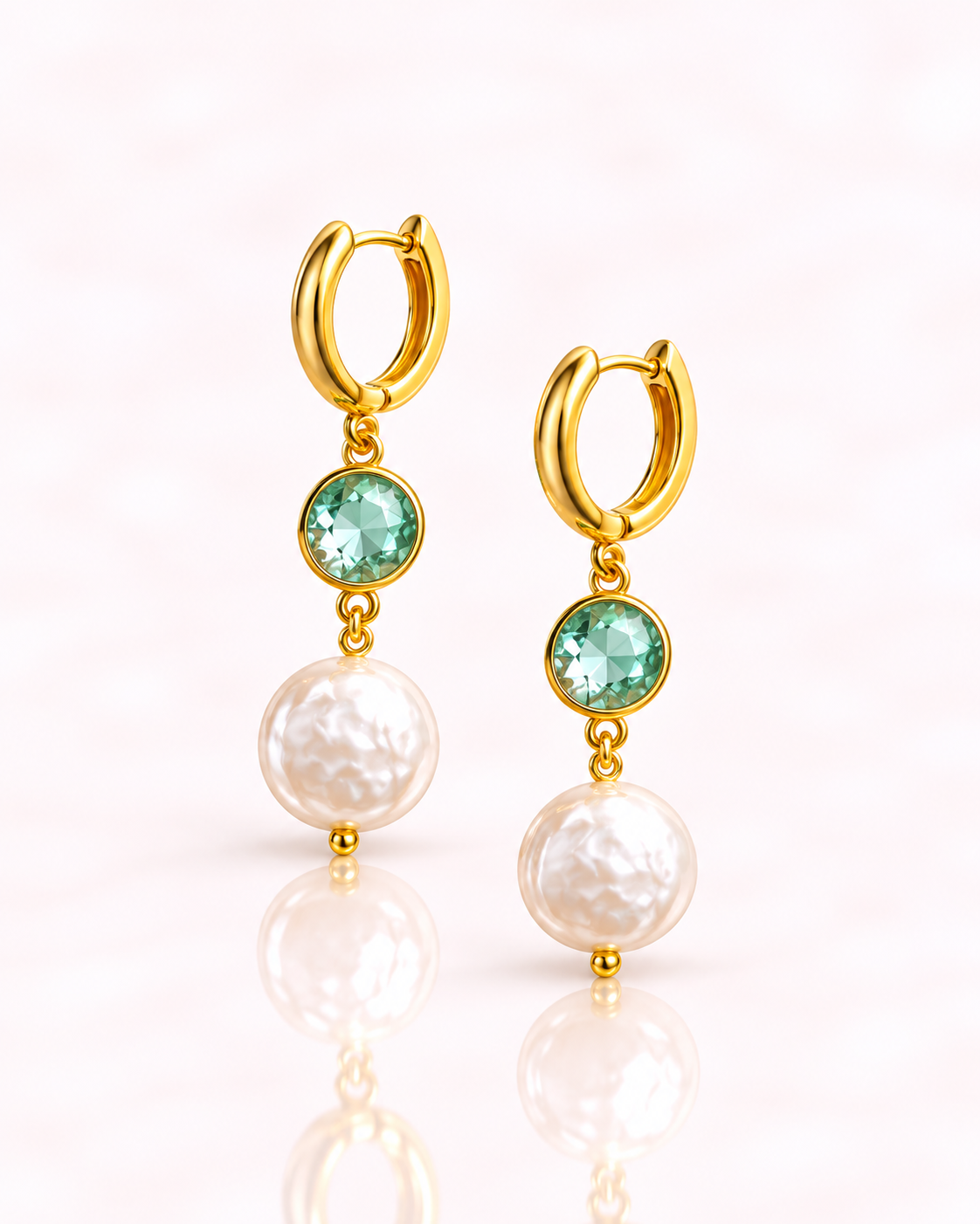 Orecchini cristalli verde acqua