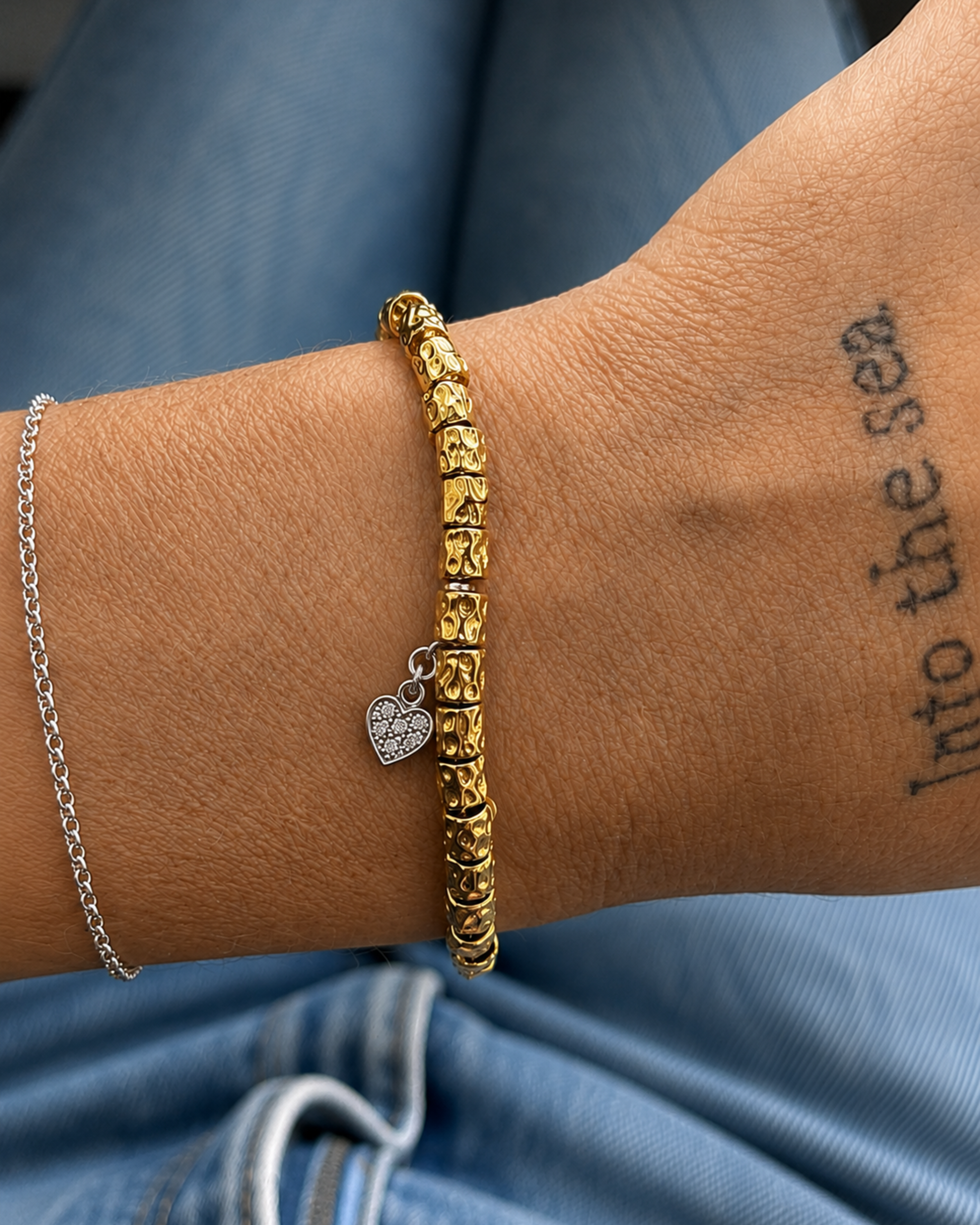 Bracciale con pepite e cuoricino