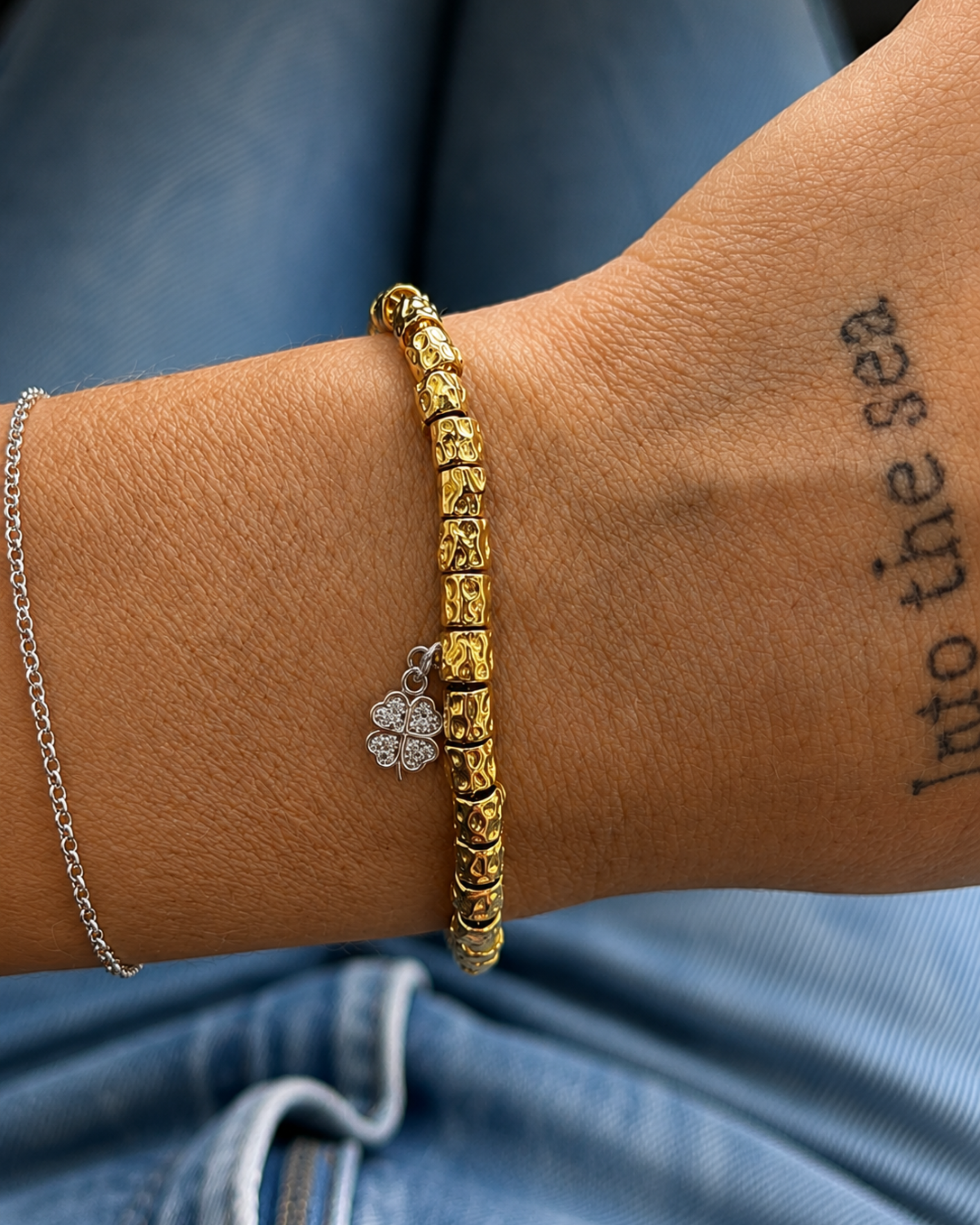 Bracciale con petite e quadrifoglio