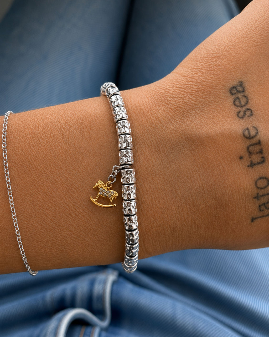 Bracciale con pepite e cavalluccio infanzia