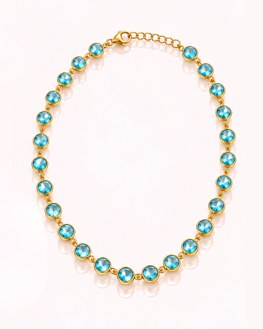 Collana cristalli verde acqua