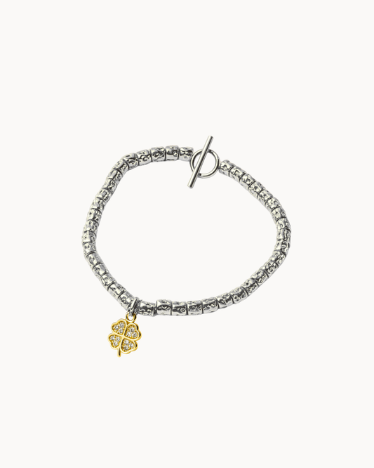 Bracciale con petite e quadrifoglio